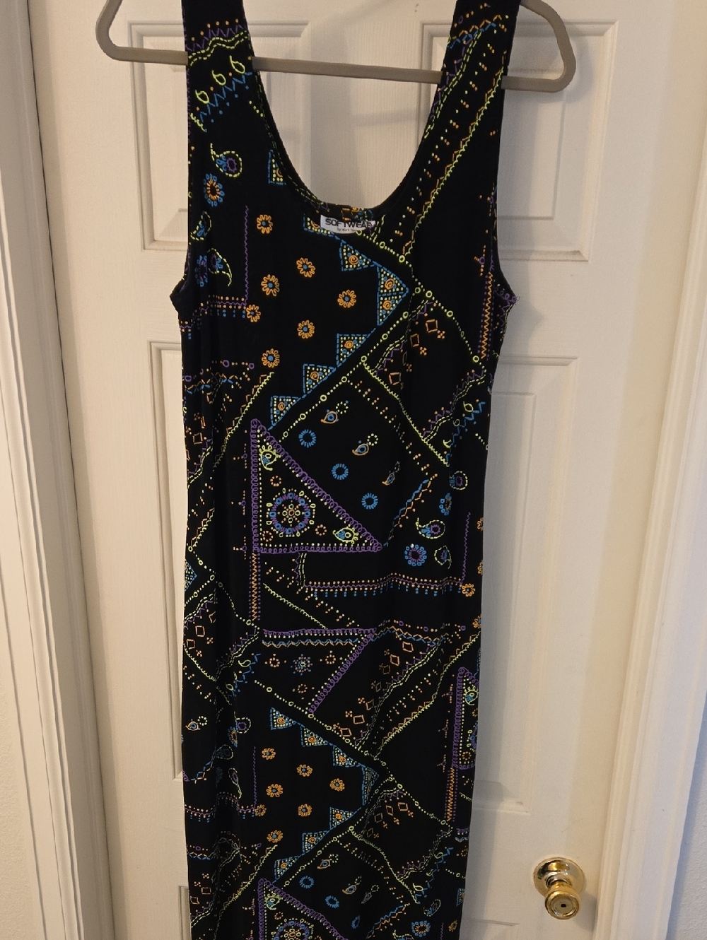 Softwear Vintage Women's Colorful Print Extra Long Dress